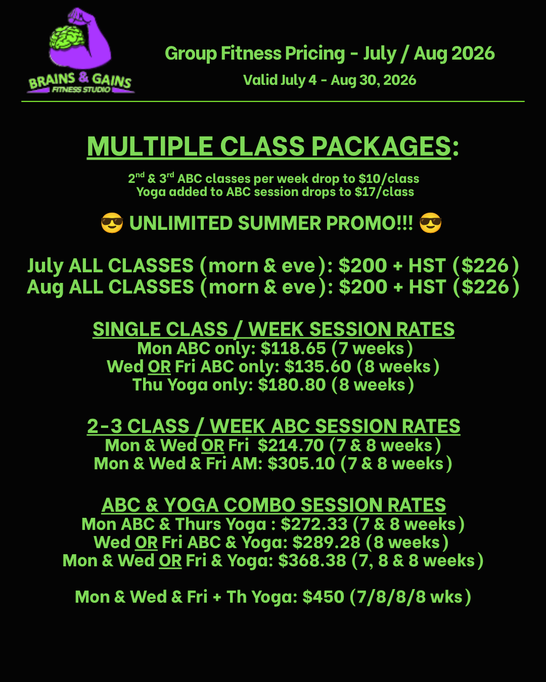Brains & Gains Fitness Studio Belleville pricing